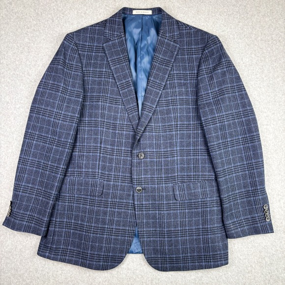 Joseph Abboud Other - Joseph Abboud Blazer Mens 44L Plaid Blue Wool Cashmere Sport Coat Campore